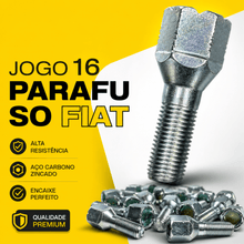 Carregar imagem no visualizador da galeria, Jogo 16 Parafusos Roda Fiat Castelo Ch19 Rosca M12 1,25
