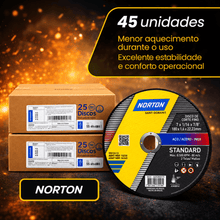 Carregar imagem no visualizador da galeria, Disco de Corte 7 Norton 50un Aço Carbono Profissional 180mm
